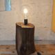 Brutalist table lamp in solid oak