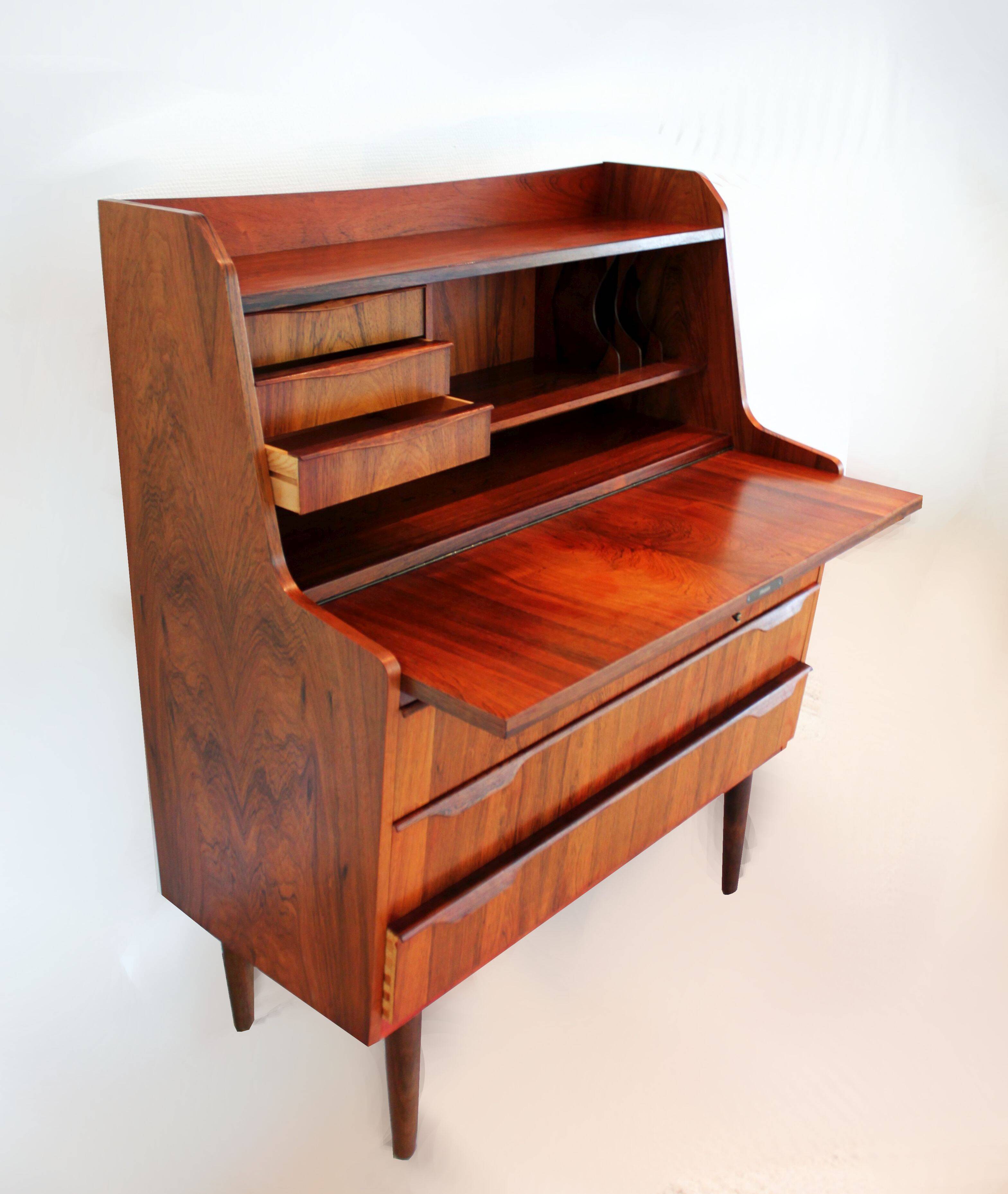 Scandinavian mahogany secretary, Norway, 1960.