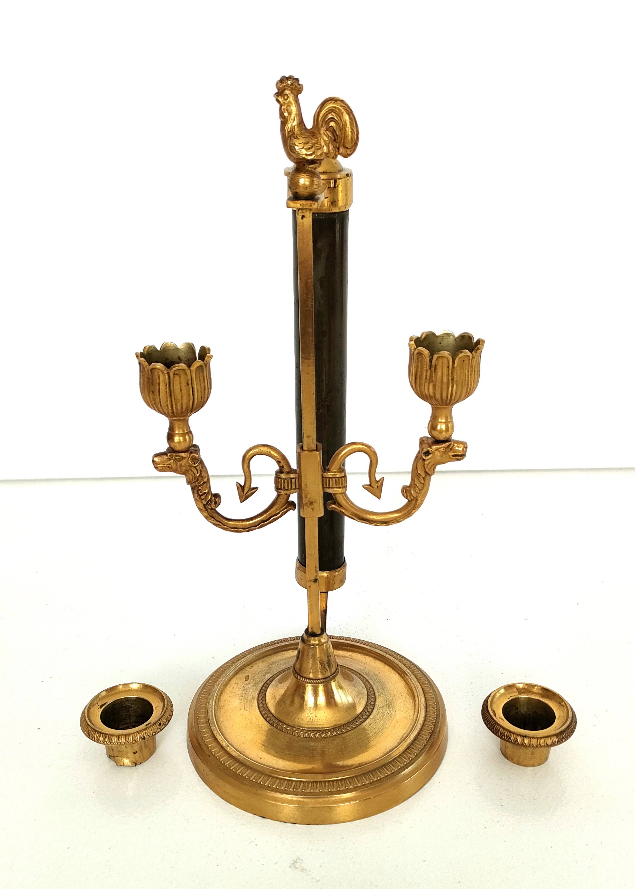 Chandelier with the Fan, the Griffins and the Rooster - Louis XVIII - Gilded brass