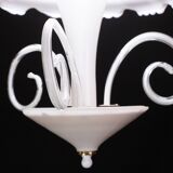 “Umbrella” Charming Murano Vintage White Chandelier in Murano Glass, 1980s