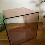 Vintage smoked plexiglass cube by Miche Dumas for Roche Bobois 70s.