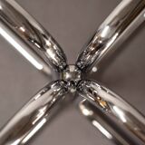 Round dining table in smoked glass and chrome-plated steel, Italy, 1970