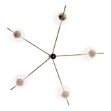 Lustre 5 feux en opaline blanche et métal, années 60