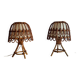 Pair of bamboo bedside lamps