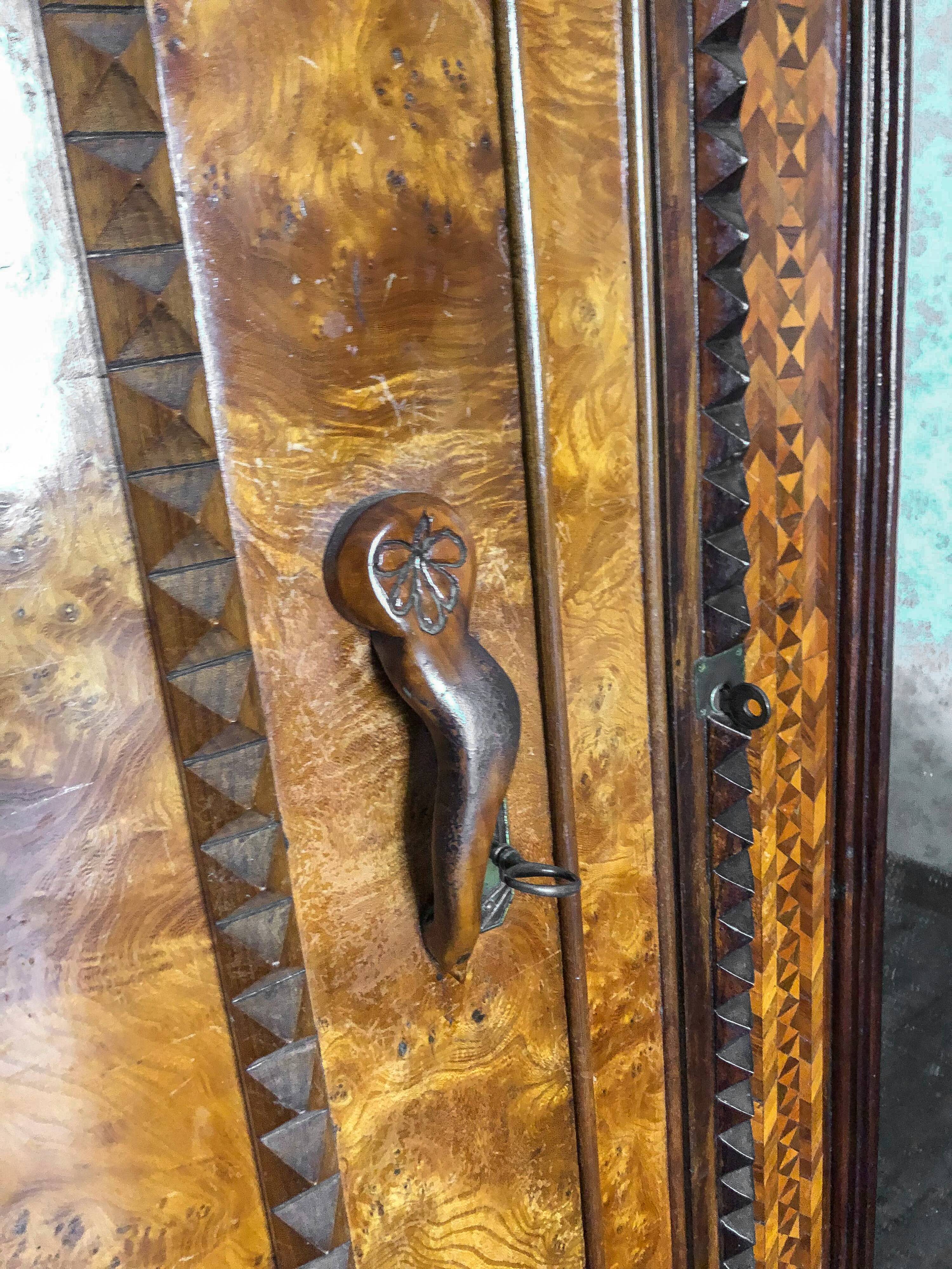 Unique model craftsman's cabinet, cabinetmaker's cabinet, 3-door cabinet, French marquetry furniture