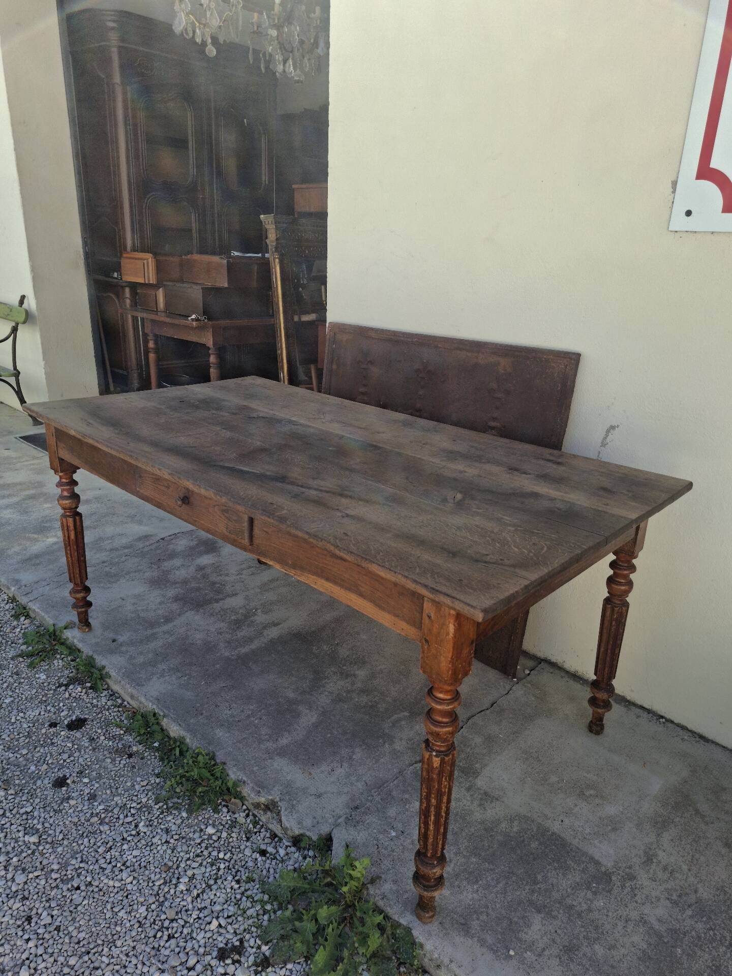 Table de ferme, bistrot, rustique en chêne massif