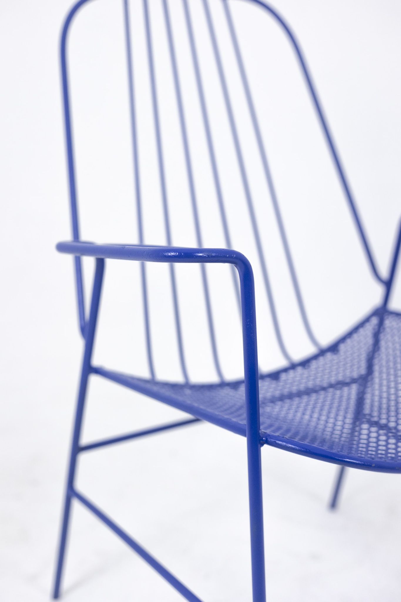 Pair of openwork iron armchairs, 1960s
