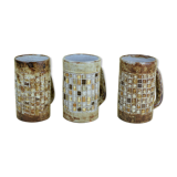 Set of 3 Atelier du Vieux Moulin mugs with grid decoration