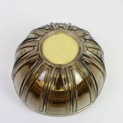 Pair of wall lights or ceiling lights in brass and amber glass by Limburg, Germany, 1960s.