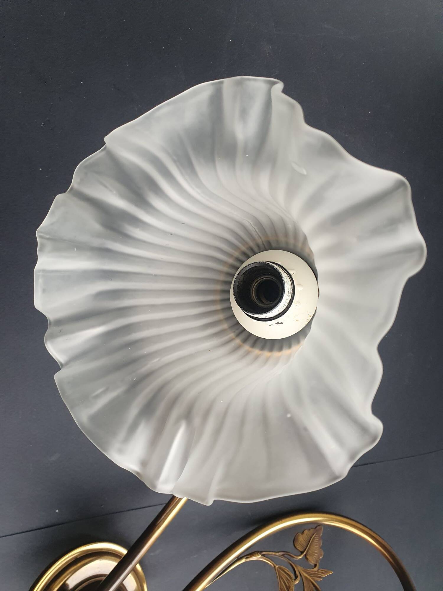 Paire d'appliques murales grandes doubles Art-Déco tulipes vintage France
