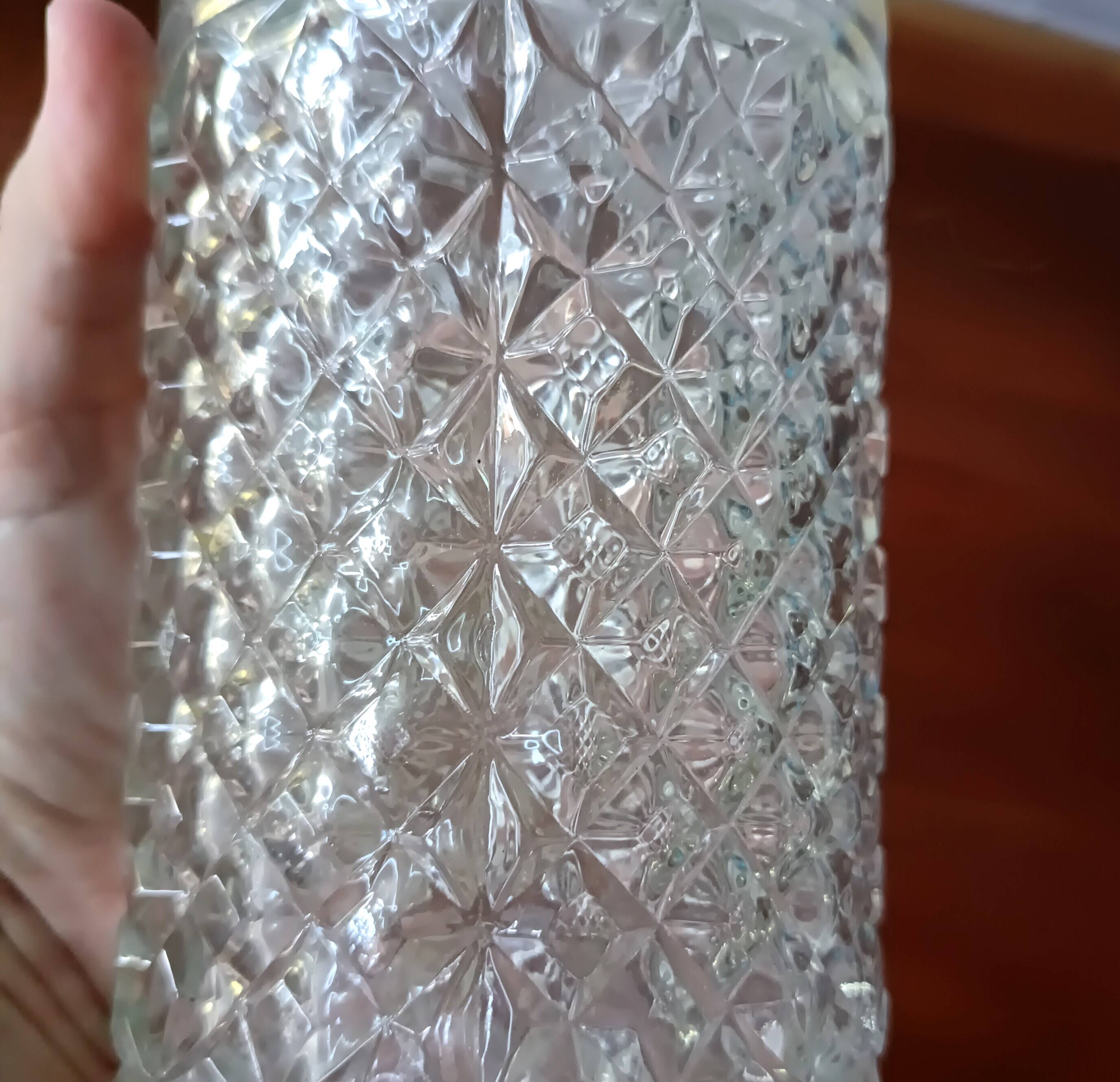 Vintage round clear glass carafe