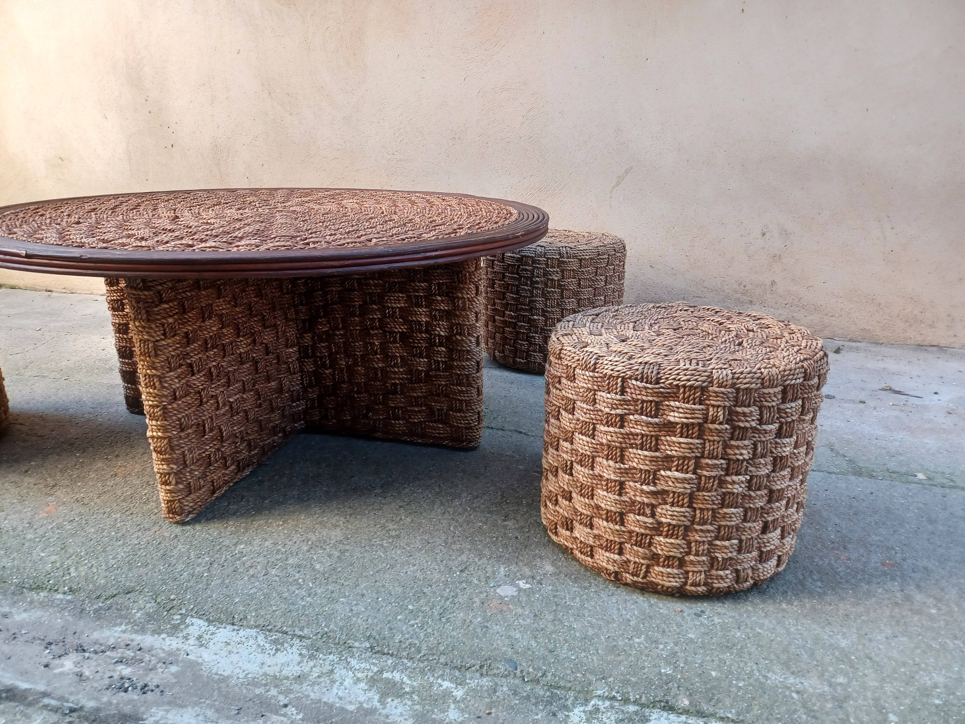 Coffee table and rope stools