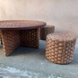 Coffee table and rope stools
