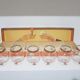 Set of 6 cognac glasses, clear glass, gilding / Austria / 1960s.
