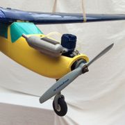Model airplane circa 1980 years with gasoline engine in plastic dimension H-25cm- L-105- Pr-170
