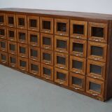 Vintage Dutch Beech Haberdashery Shop Cabinet / Vitrine, 1950s