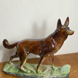 Iridescent ceramic wolf dog, Hubert Béquet