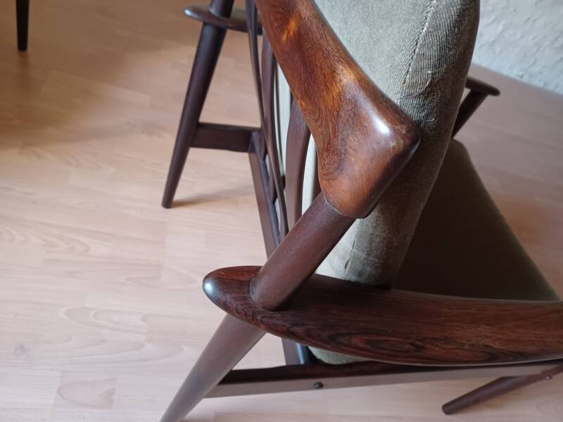 Pair of Danish Grete Jalk armchairs model Poul Jeppesen 56 in rosewood Denmark.