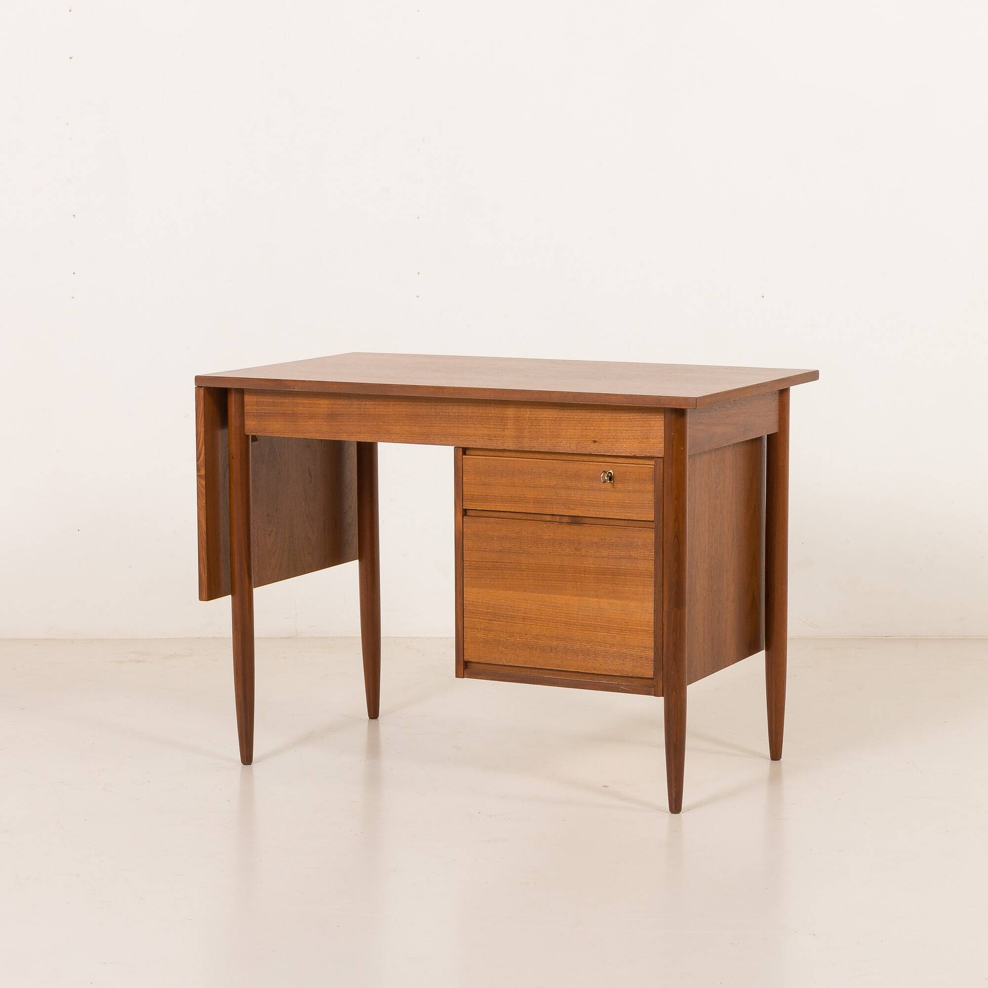 Scandinavian mid century teak desk with extension by Austvoll Møbelfabrikk,