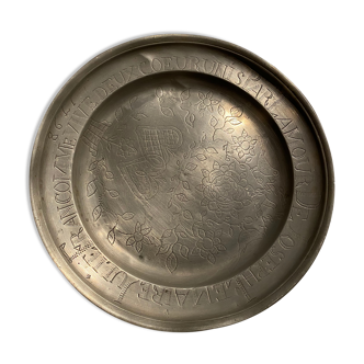 Wedding pewter plate 1798