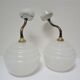 Pair of porcelain sconces brass glass of clchy white art deco