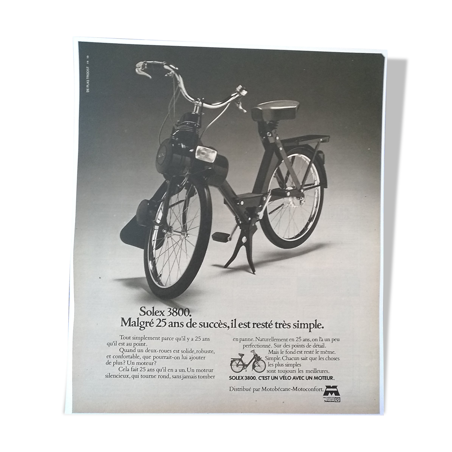 A Solex 3800 paper advertisement from a period magazine