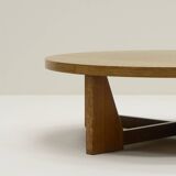 Table basse ronde en bois wengé, années 1960, Pays-Bas.