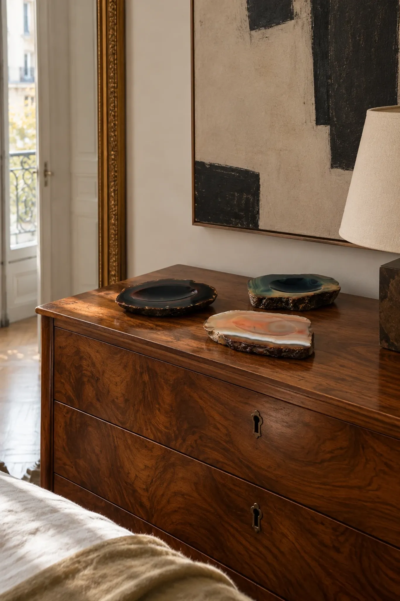 1970s Italian Agate Ashtrays/ Vide-Poche, Set of Three Natural Stone Trays