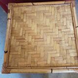 Small square bamboo side table - vintage