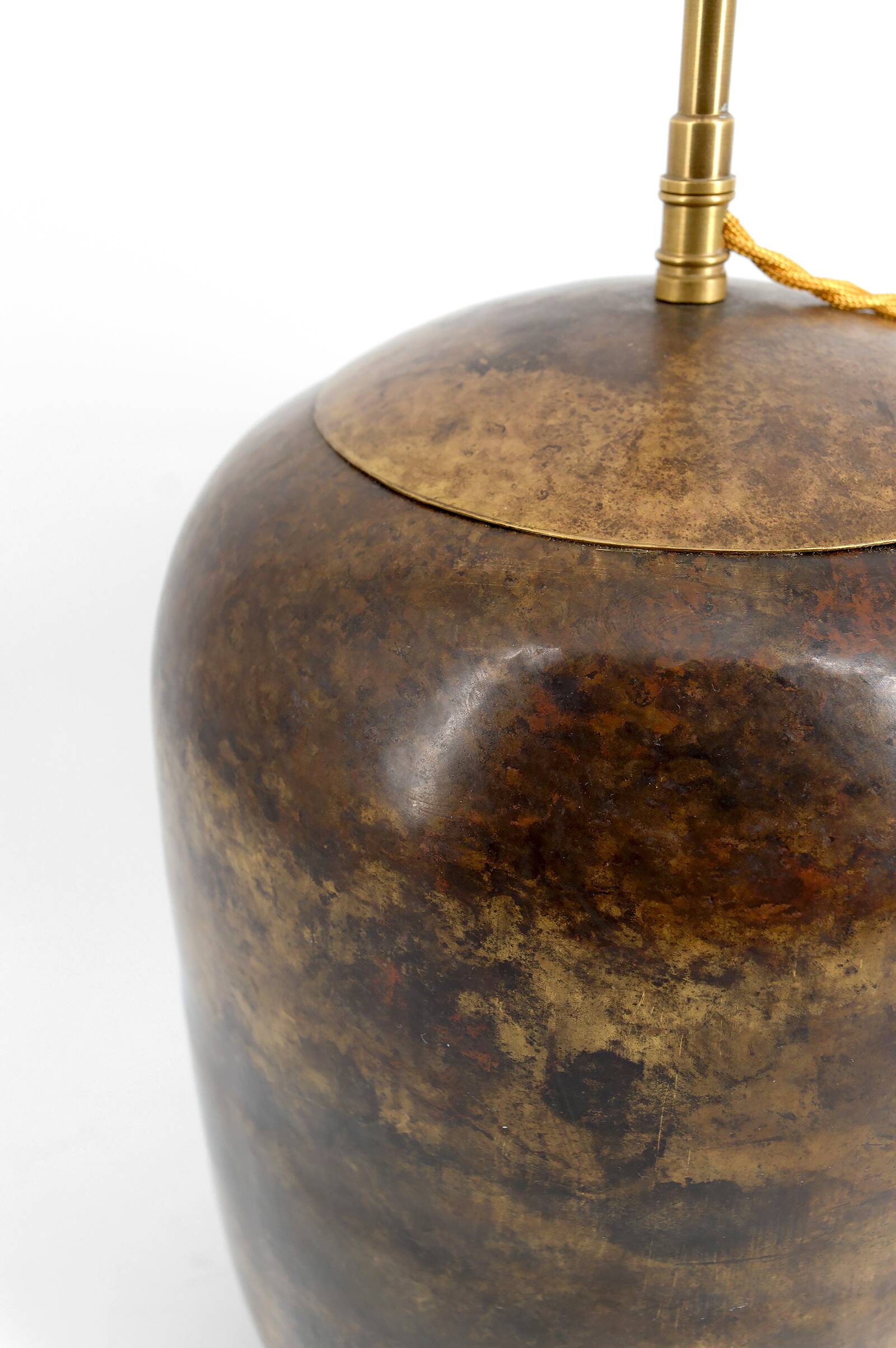Art Deco modernist lamp in patinated brass, circa 1930.