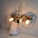 Applique murale tchèque en laiton et verre du milieu du siècle, par Kamenický Šenov, années 1970