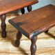 Pair of vintage solid turned wood footstools
