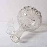 Vintage Glass Decanter / Roses Patterned Wine Carafe / Empoli  Italy  1950s