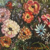 Still Life Flowers Vintage Painting on Canvas R. De Gryse