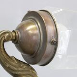 Lampe de bureau Sécession des années 1930, en laiton et verre, Tchécoslovaquie