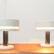 Minimalist table lamps from the German mid-century space age by Kaiser Idell / Kaiser Leuchten, 1960s, set of 2.