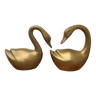 Vintage brass pair of swans
