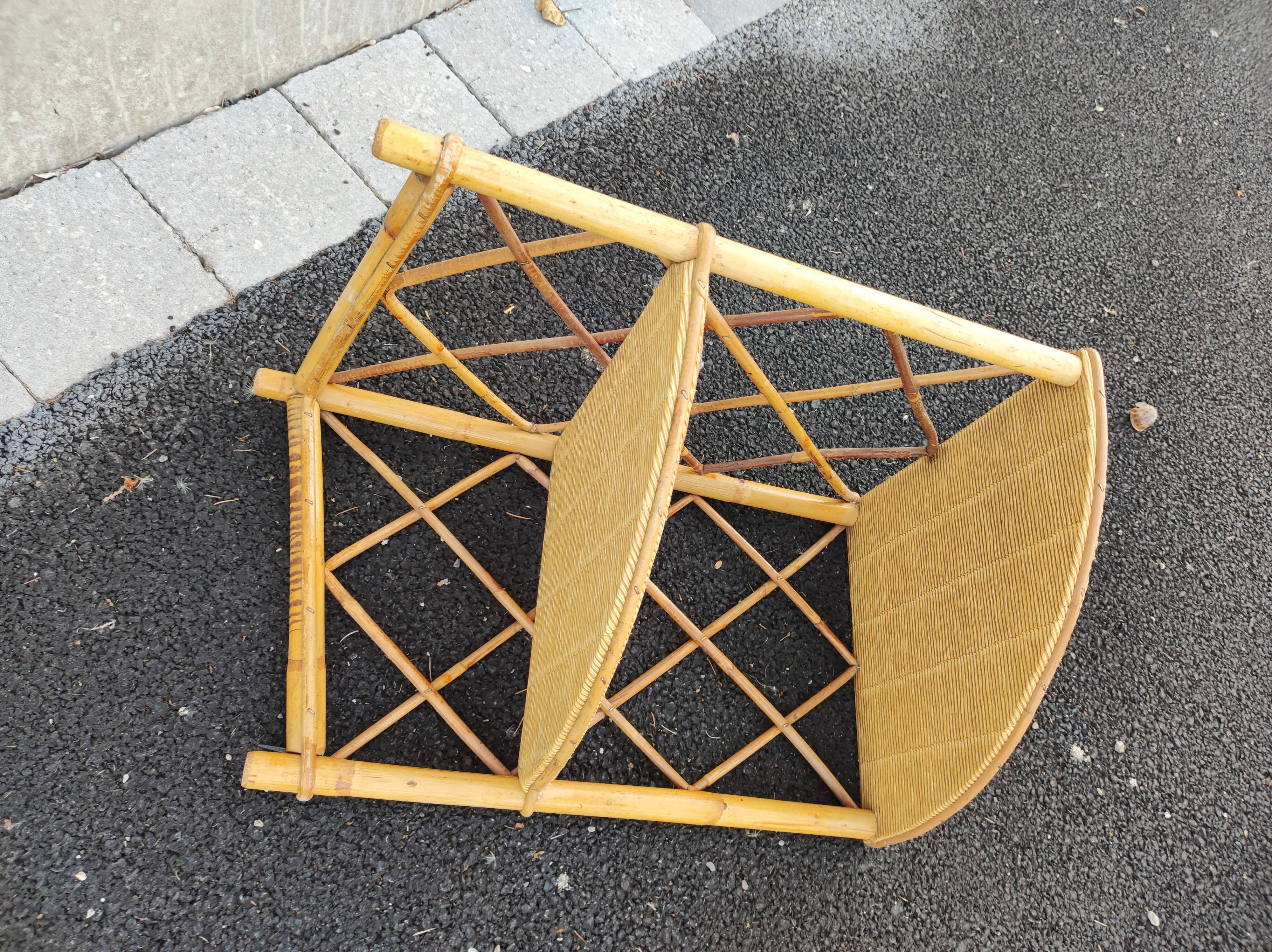 Wall corner shelf rattan bamboo vintage 50 60 modernist