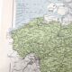 Vintage map of Belgium and Luxembourg 43x43cm from 1950