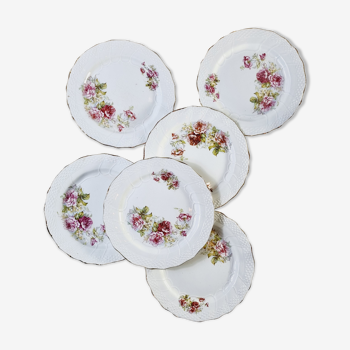 Set of 6 dessert plates or Saint Amand Hamage porcelain starters