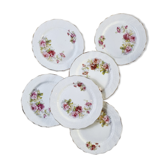 Lot de 6 assiettes à desserts ou entrées en porcelaine Saint Amand Hamage