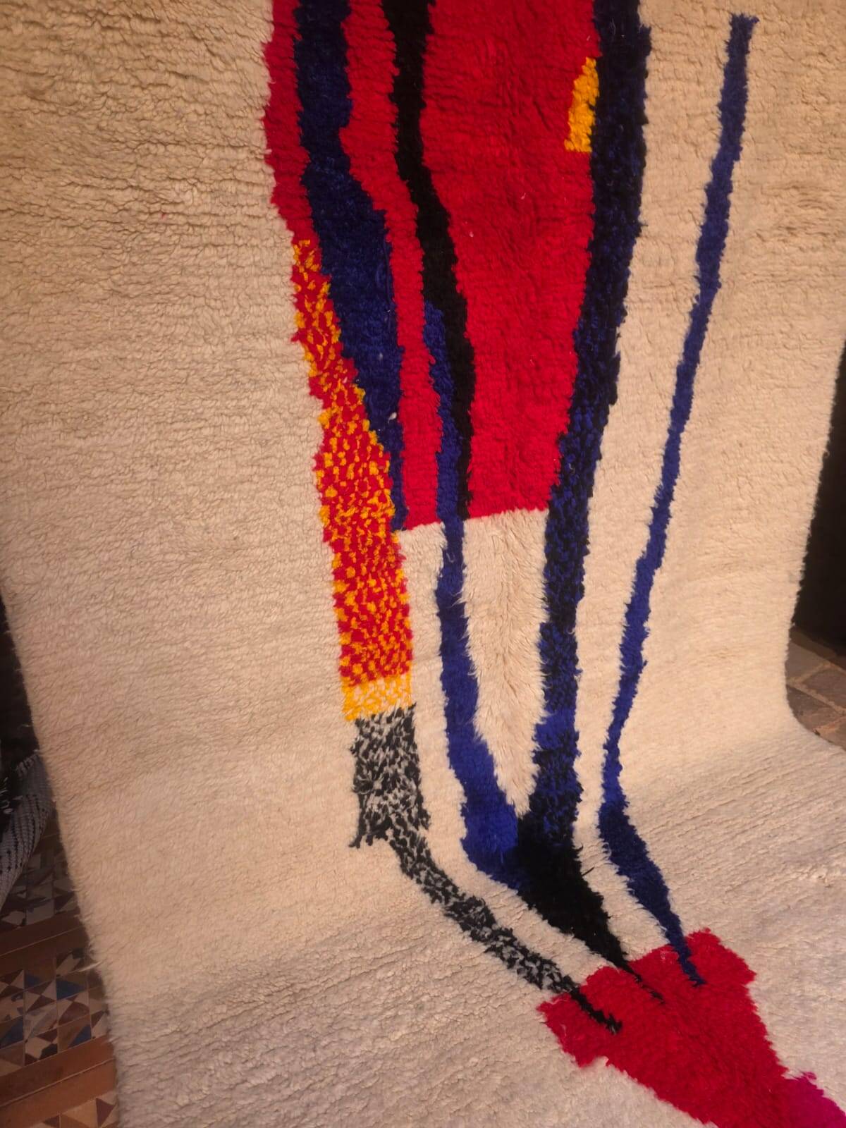 Azilal Wool Rug, White, 250 x 155 cm