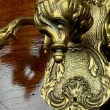 Paire d'appliques de style Louis XV. Bronze massif doré.