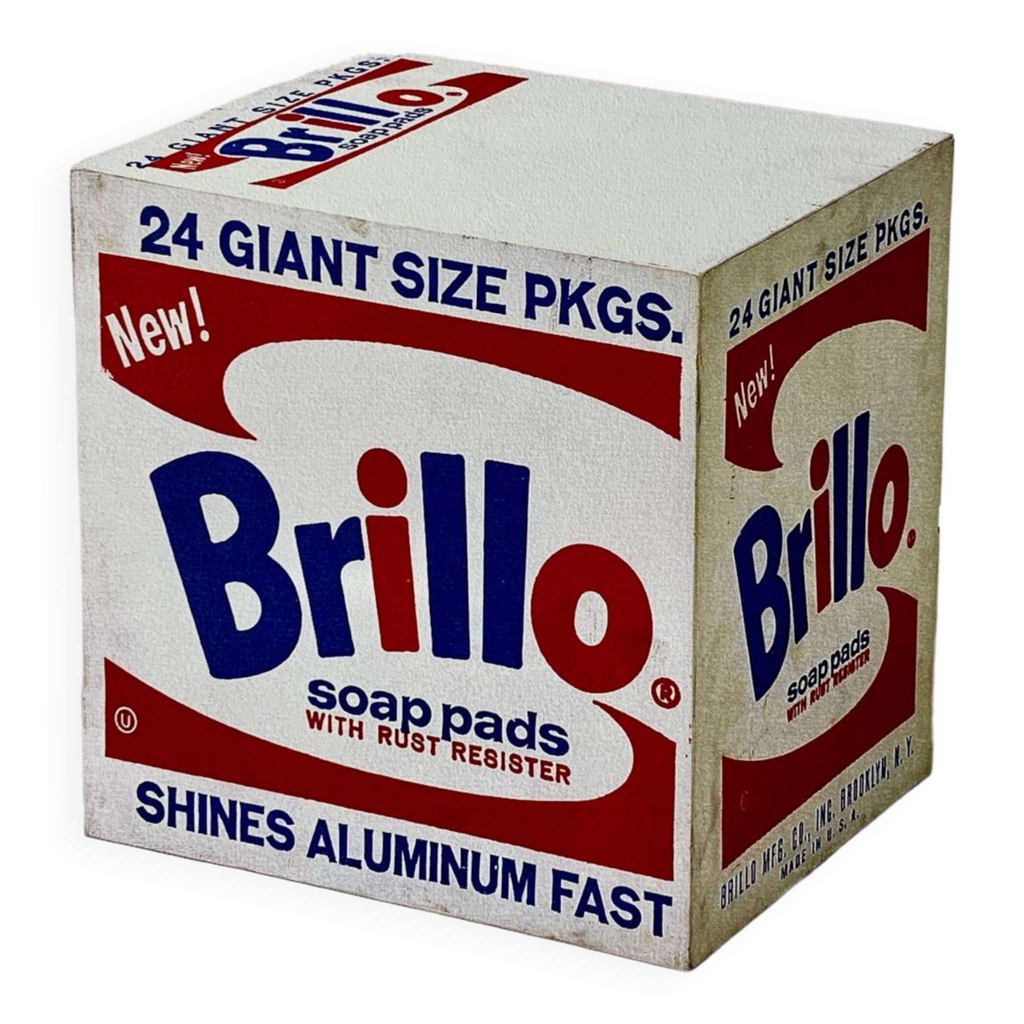 Original vintage pop art poster reissue of Andy Warhol's "Brillo Box 1964".