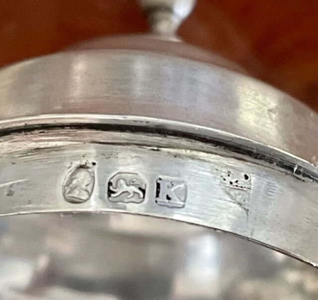 Solid silver and crystal mustard, early nineteenth century.
