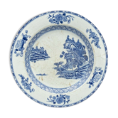 Blue and white porcelain dish China XVlllth pagoda decoration