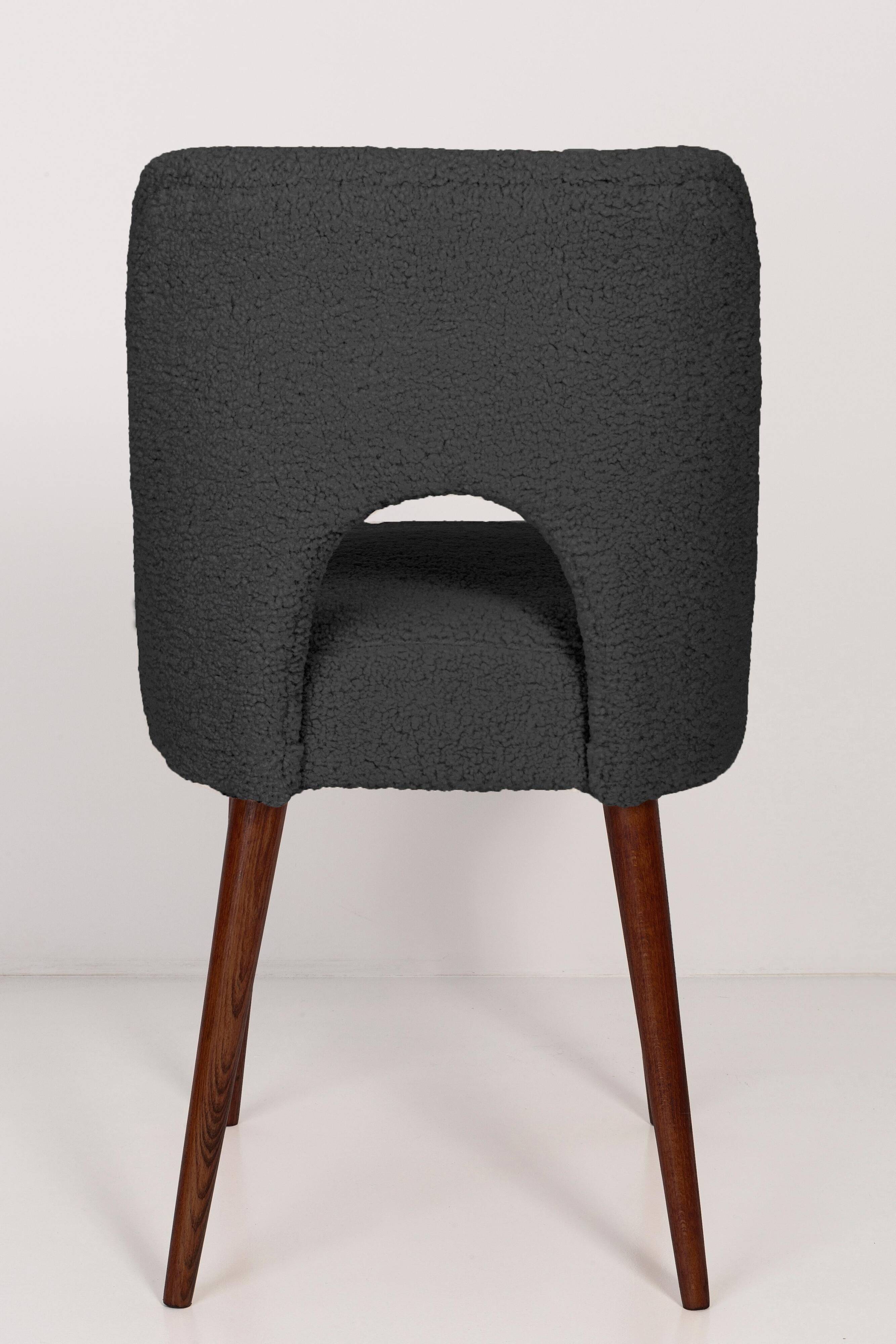 'Shell' chair in dark grey boucle, 1960s
