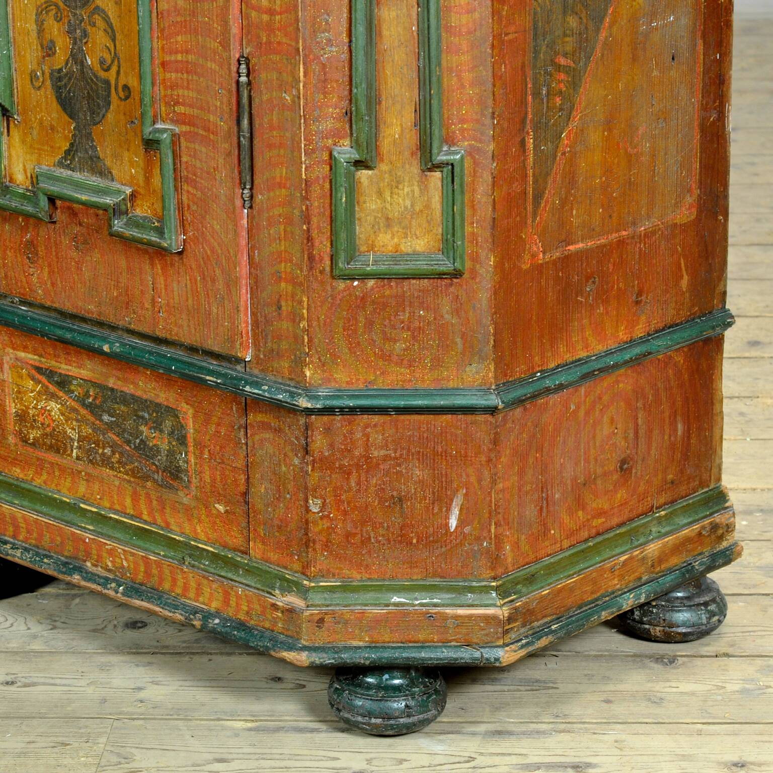 Hand Painted Folk Art Armoire/Bridal Cabinet, Southern Germany, Dated 1807