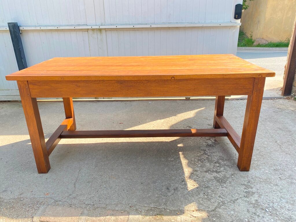 Solid oak dining farmhouse table with 1 drawer 1950 165x78x73cm
