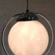 Suspension Art-déco en métal chromé et globe opaline - mid. XXeme